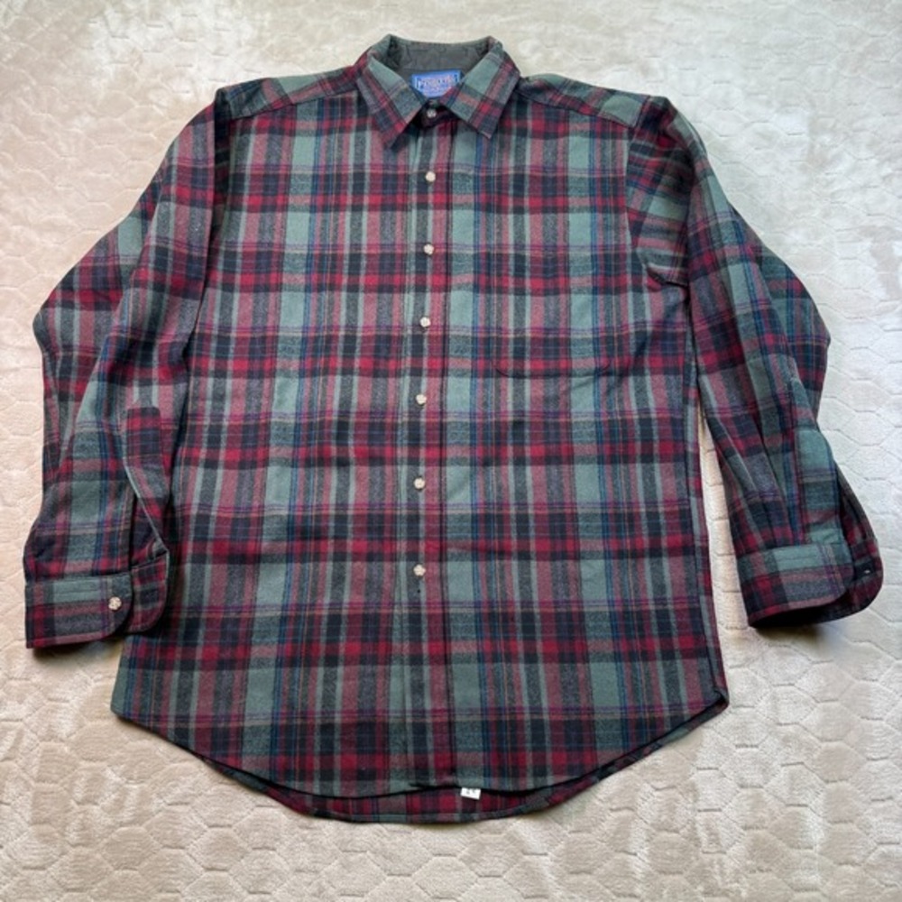 VTG Pendleton‎ Lodge Shirt Sz Med Flannel Virgin Wool Button USA Made 70s 80s